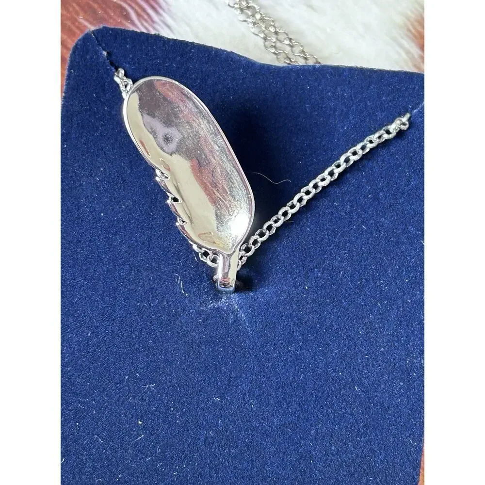 Montana Silversmiths From The Beginning Silver Feather Necklace With Turquoise